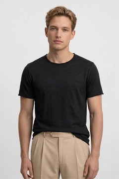 T-Shirt Herren - Casual | Rundhals & Kurze Ärmel in Schwarz