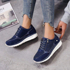 Tatjana | Damen Plateau Sneaker mit Schnürung in Blau