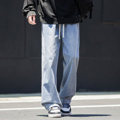 Andreas | Lässige Baggy Jeans mit weitem Bei in Weiß Blau