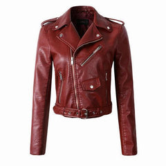 Damen Bikerjacke mit Reißverschluss | Klassisch in Rot