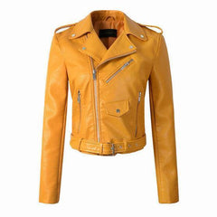 Damen Bikerjacke mit Reißverschluss | Klassisch in Gelb