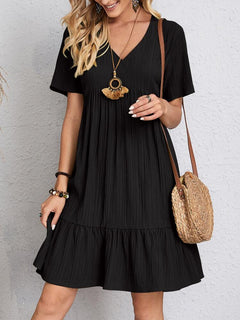 Emily - Elegantes Kleid mit Bauchabdeckung in Schwarz