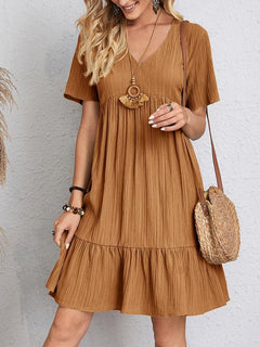 Emily - Elegantes Kleid mit Bauchabdeckung in Braun