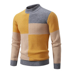 Bunter Rollkragenpulli - Benjamin in Gelb - Grau - Khaki - Nicht auf Lager