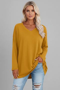 Vesperina | Damen V-Ausschnitt Langarmshirt in Gelb