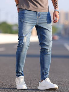 Vielseitige zerrissene Denim-Jeans - Jerwin in Lebendiges Blau