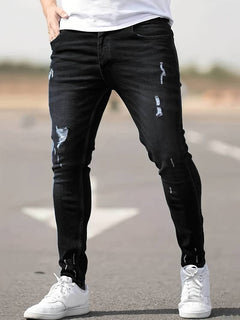 Vielseitige zerrissene Denim-Jeans - Jerwin in Schwarz