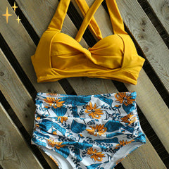 Madelaine® | Bikini-Set mit hoher Taille, Unterteil und Oberteil für alle Formen und Größen in Gelb
