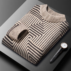 Eleganter gemusterter warmer Pullover für Männer - Lambert in Beige