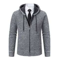 Warmer Winterpulli aus Fleece - Henning in Hellgrau (mit Kapuze)