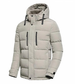 Wasserdichte Herren-Winterjacke mit abnehmbarer Kapuze - Yannis in Grau