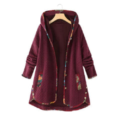 Winterjacke mit Kapuze für Frauen - Monika in Burgund