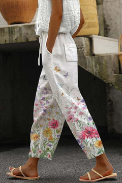 Airish - Casual Unique Printed Button Pocket Pants in Gelb